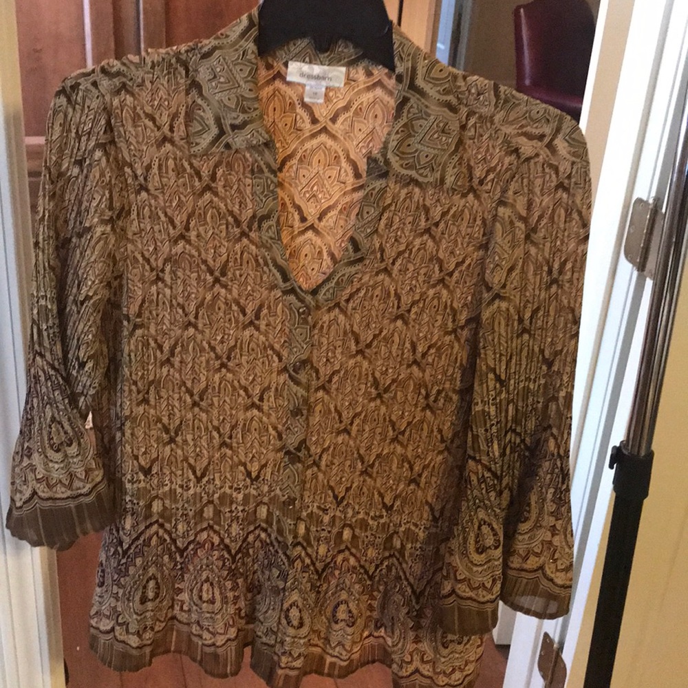 Ribbed, button down blouse, copper